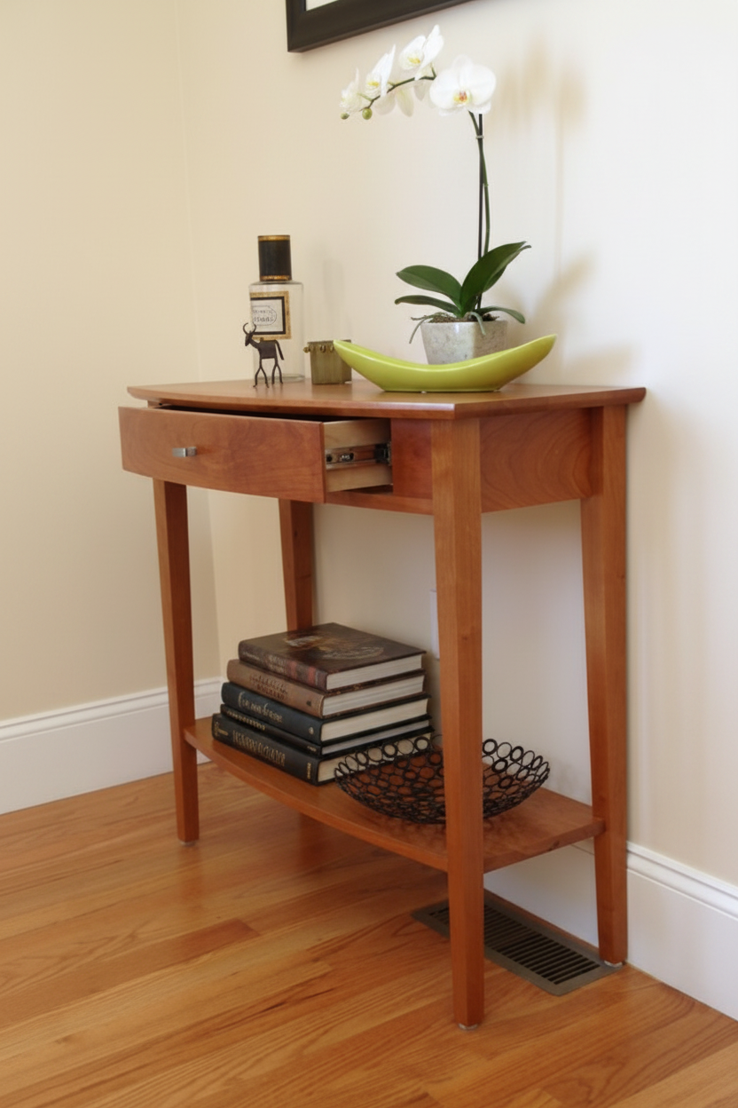 Custom Cherry Demi-lune table Bowed Front
