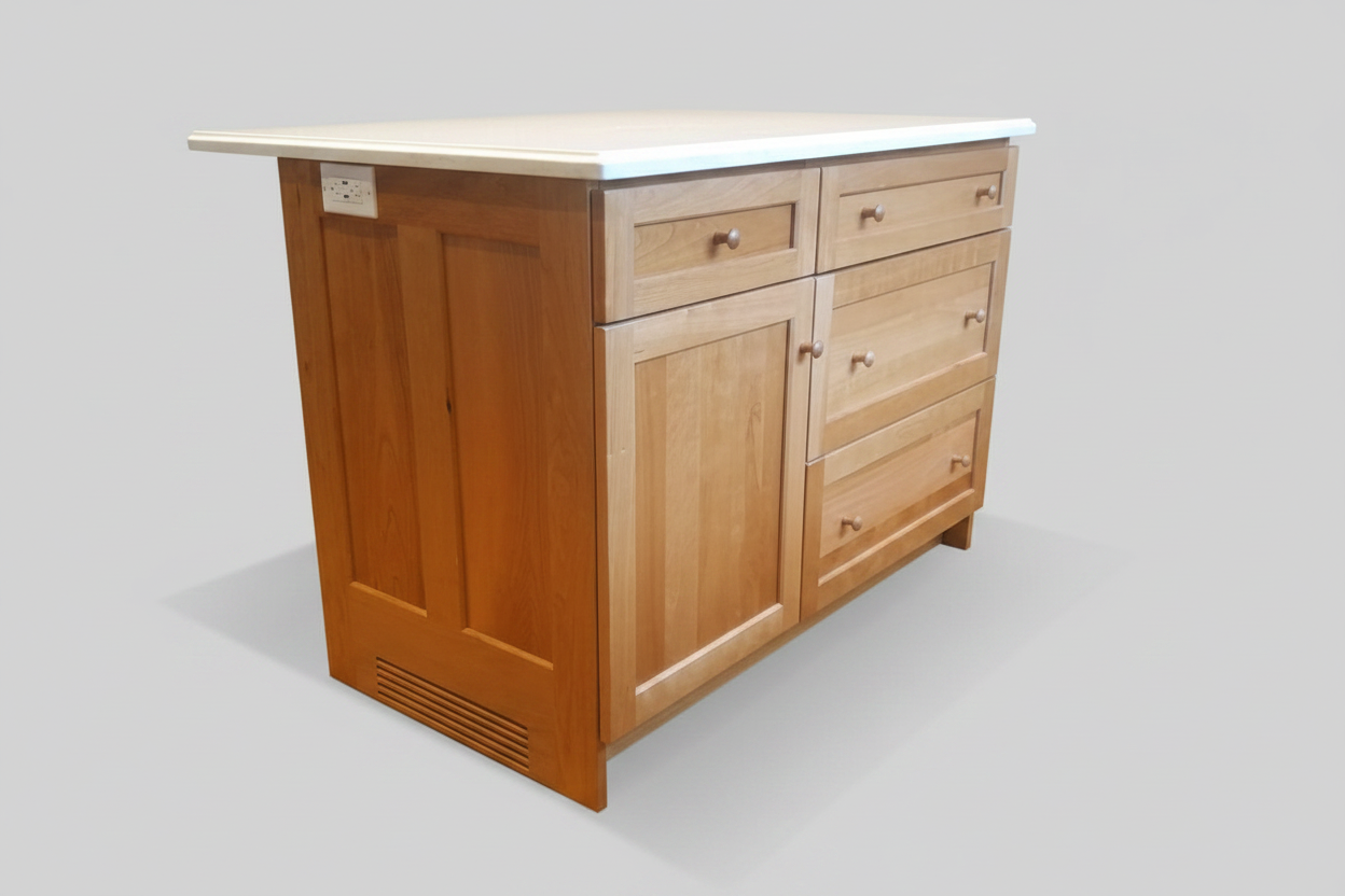Custom Island with 48"W x 24"D x 36"H with optional White Quartz top
