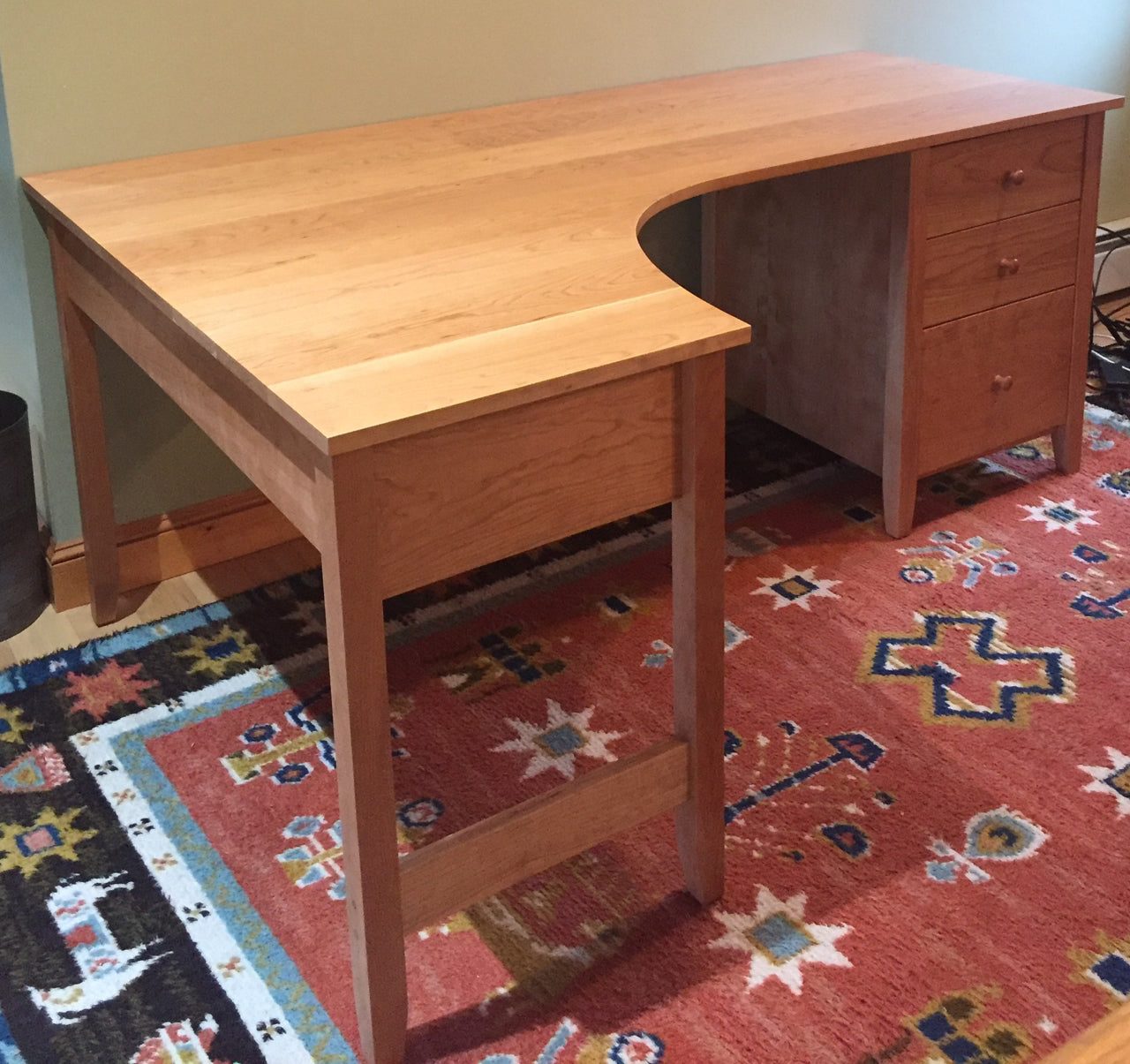 Custom Home office curved corner desk