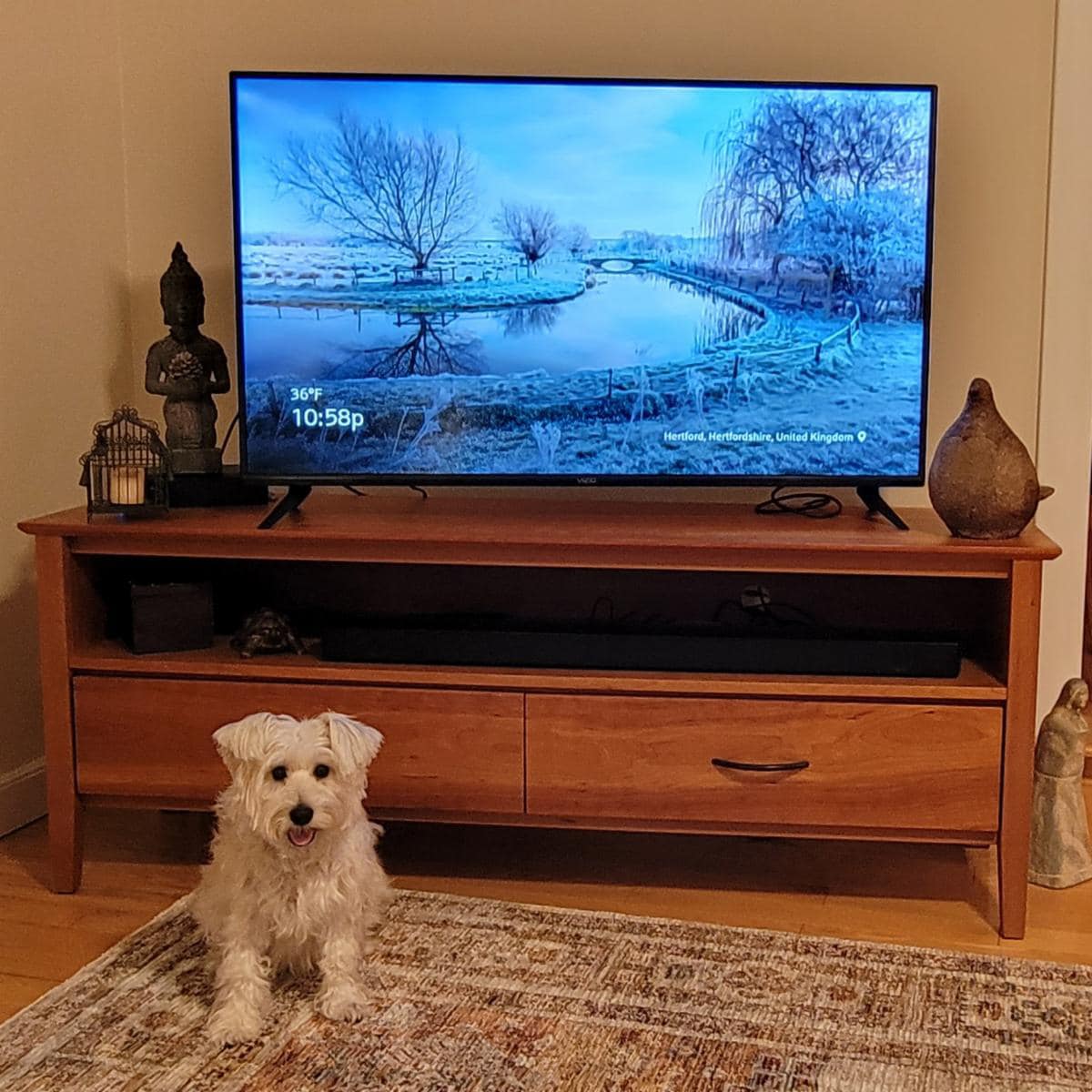 Cherry shaker two drawer entertainment cabinet