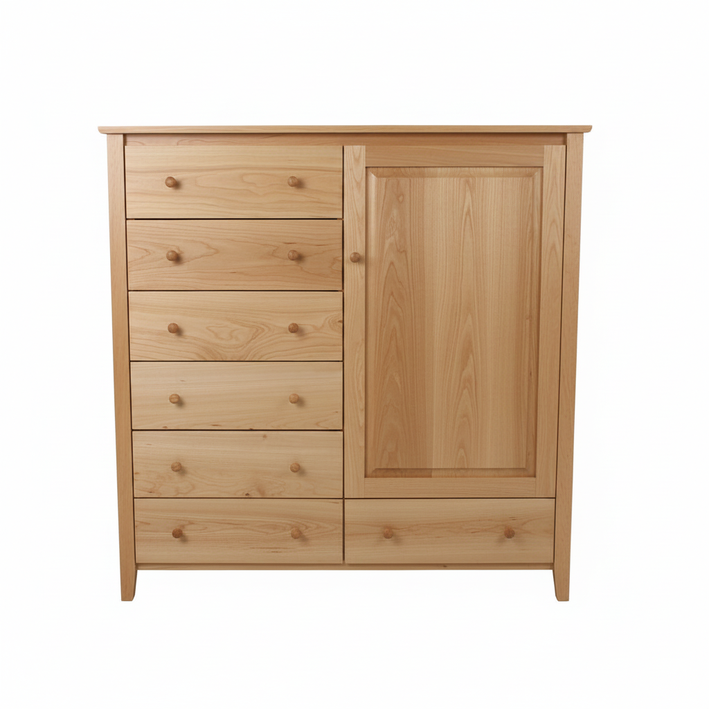 Shaker Post Cherry Armoire with Seven Drawers