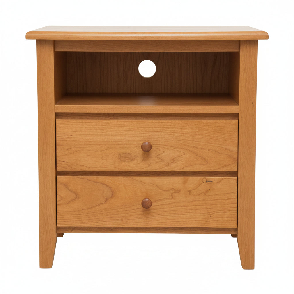 Shaker Post Large Night Stand w/Two Drawer and open shelf