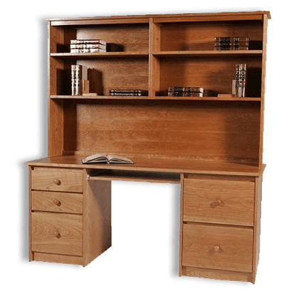 Shaker Double Pedestal Desk & Hutch