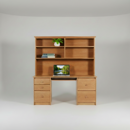 Shaker Double Pedestal Desk & Hutch