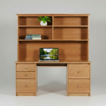 Shaker Double Pedestal Desk & Hutch
