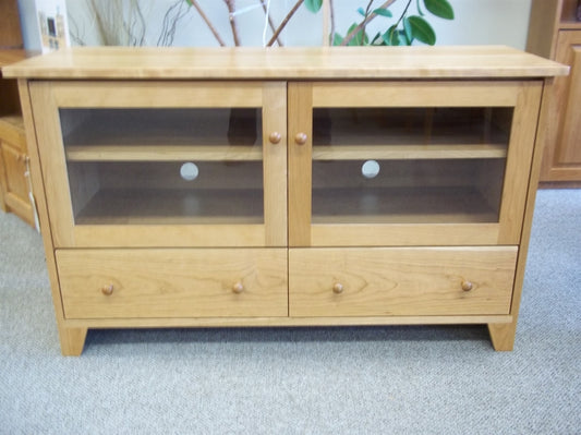 Cherry Shaker TV Cabinet with storage drawers