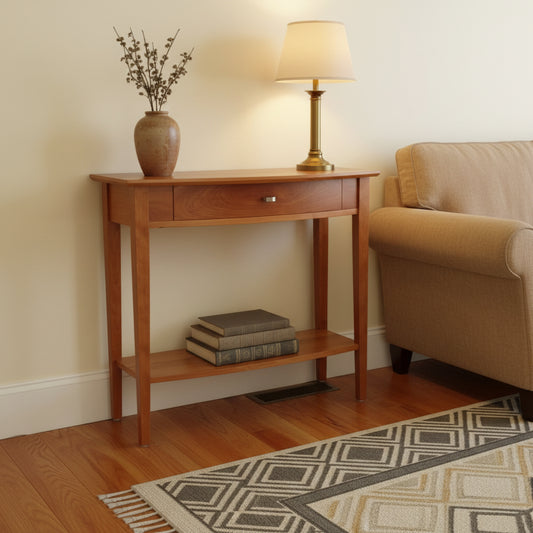 Custom Cherry Demi-lune table Bowed Front