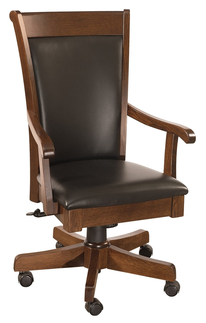 Solid Cherrywood Leather Desk Chair