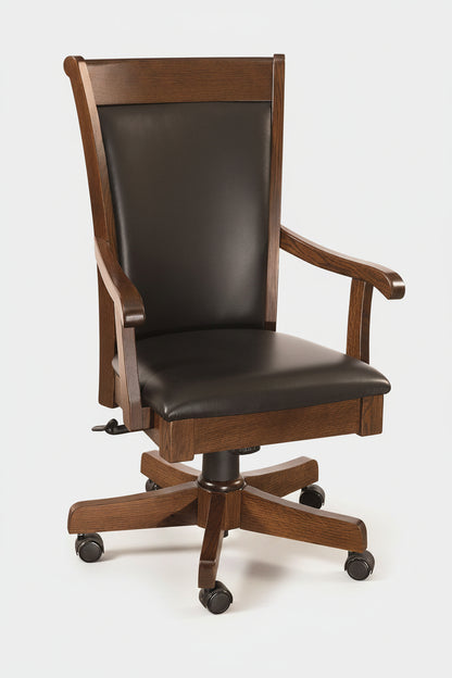 Solid Cherrywood Leather Desk Chair
