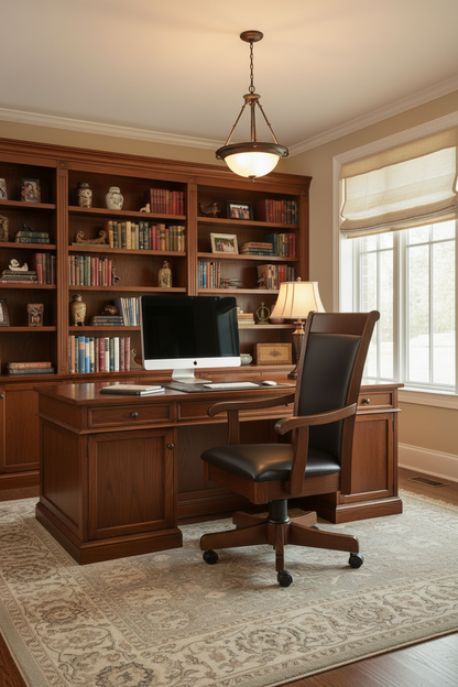 Solid Cherrywood Leather Desk Chair