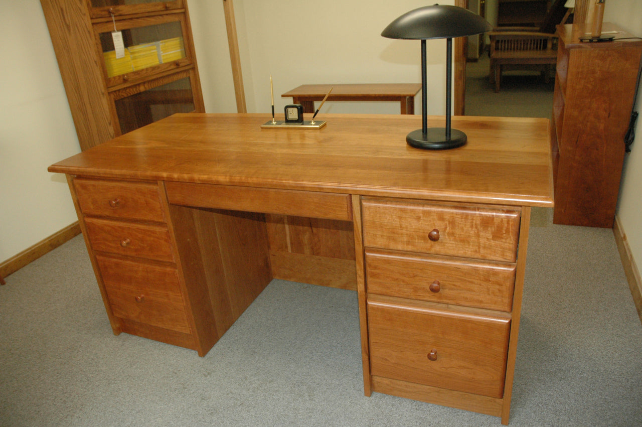 Cherry Executive Desk W/Flat Paneled Back