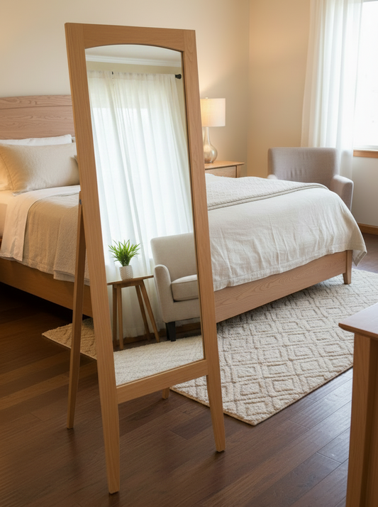 Cheval Mirror (Shown in Solid Cherry) Adjustable Angles