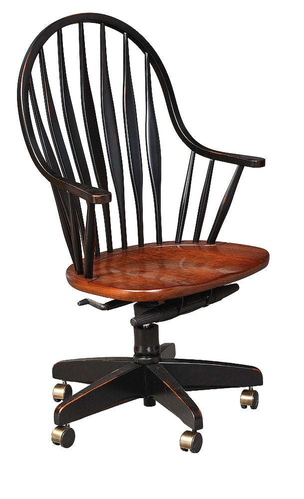 Arm Desk Chair with Flat Lumber Spindles