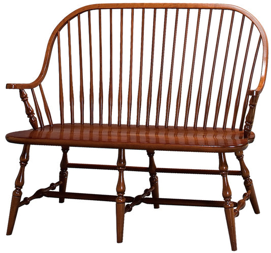 Windsor Continuous Arms Bench with turned legs