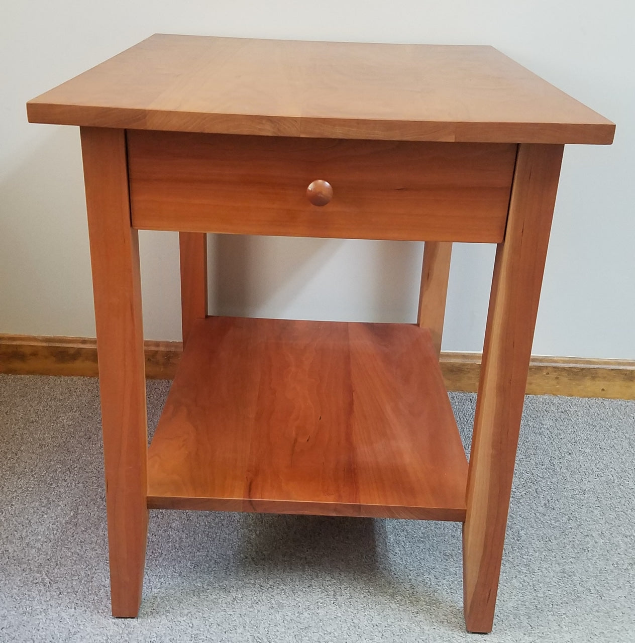 Cherry Shaker End Table w/Drawer and Shelf
