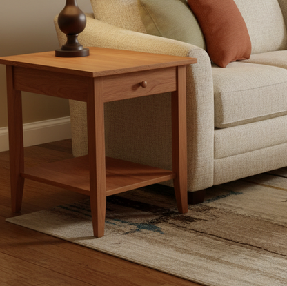 Shaker End Table with Drawer and shelf