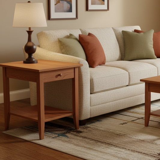 Cherry Shaker End Table w/Drawer and Shelf