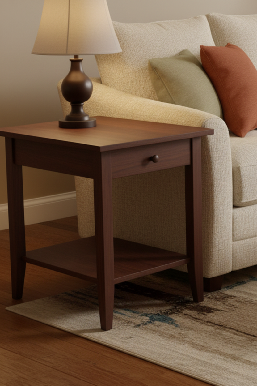 Shaker End Table with Drawer and shelf