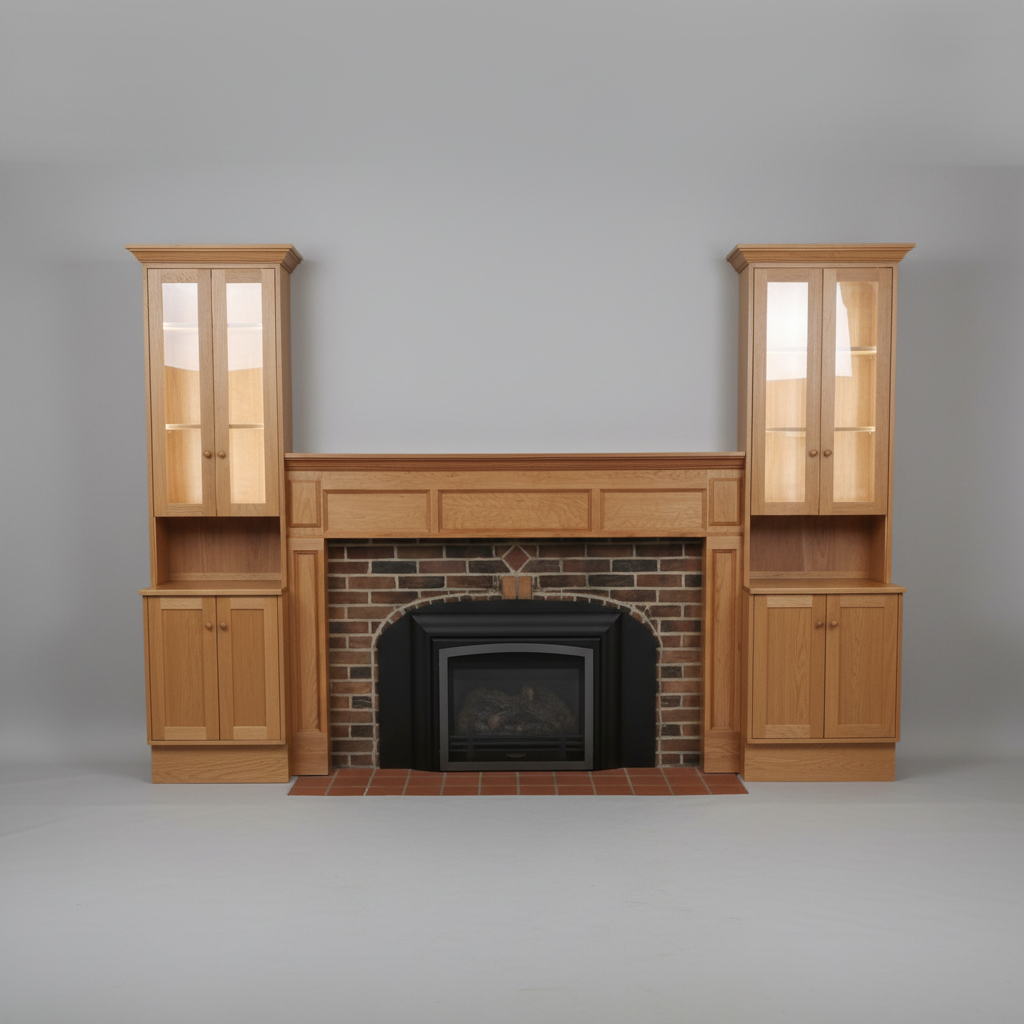 Fireplace Mantel with Side Cabinets