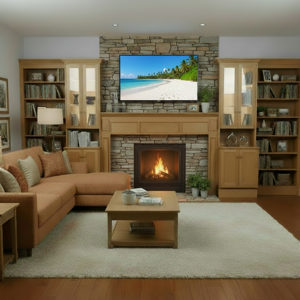 Fireplace Mantel with Side Cabinets