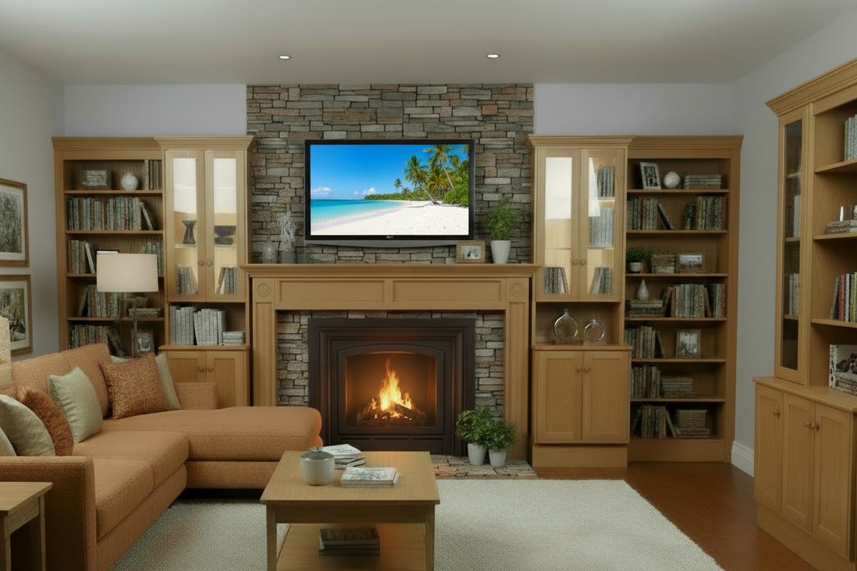 Fireplace Mantel with Side Cabinets