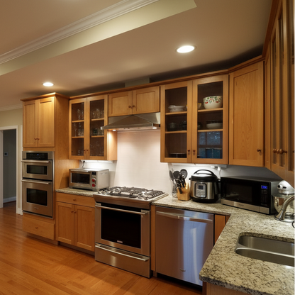 Custom Kitchen Cabinets with top Glass doors Full corner drawers