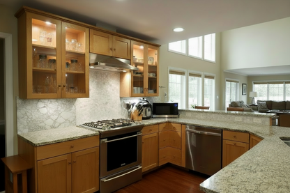 Custom Kitchen Cabinets with top Glass doors Full corner drawers
