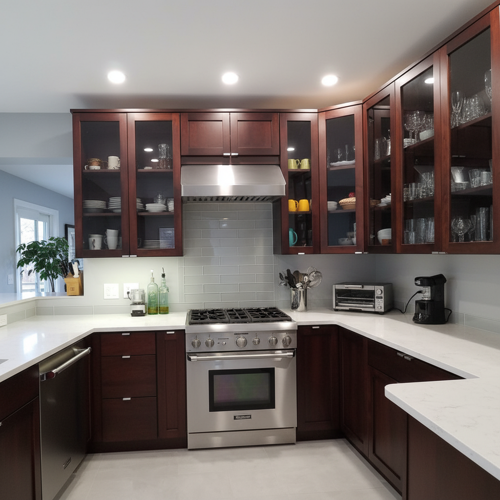 Custom Kitchen Cabinets with top Glass doors