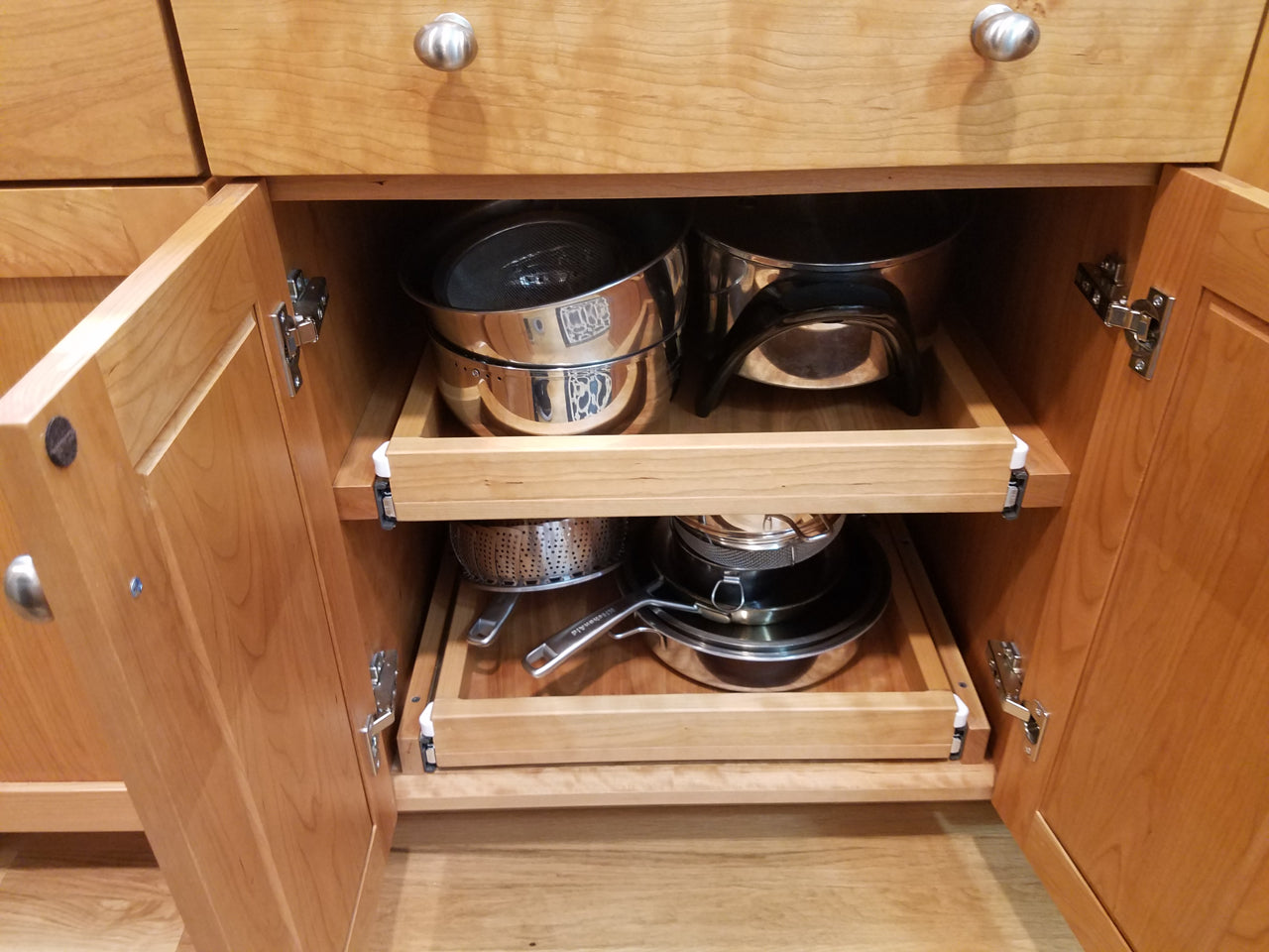 Custom Kitchen Cabinets with Black Quartz Countertops