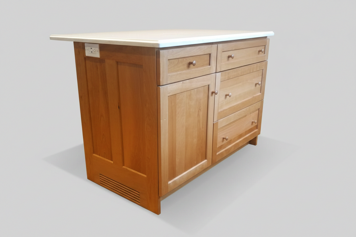 Custom Island with 48"W x 24"D x 36"H with optional White Quartz top