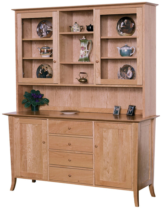 Four Drawer Buffet and Hutch with flared or Tapered Legs