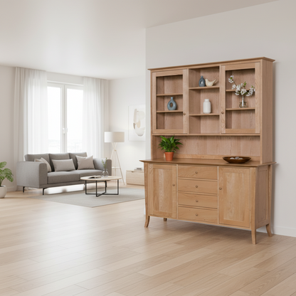 Four Drawer Buffet and Hutch with flared or Tapered Legs