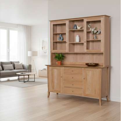 Four Drawer Buffet and Hutch with flared or Tapered Legs