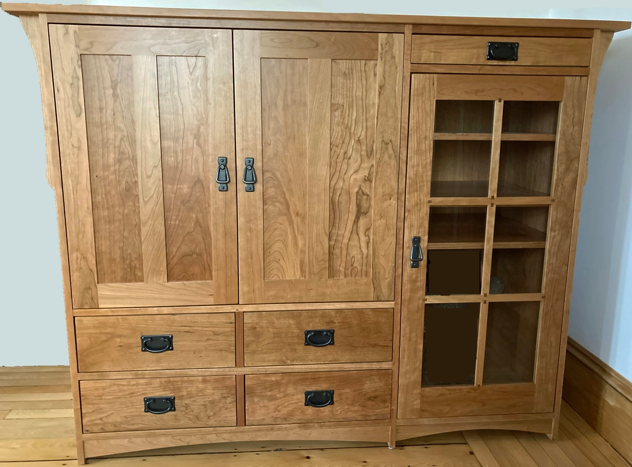 Custom Entertainment Cabinet Bow tie Mullion Doors