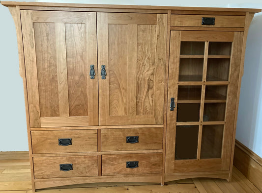 Custom Entertainment Cabinet Bow tie Mullion Doors