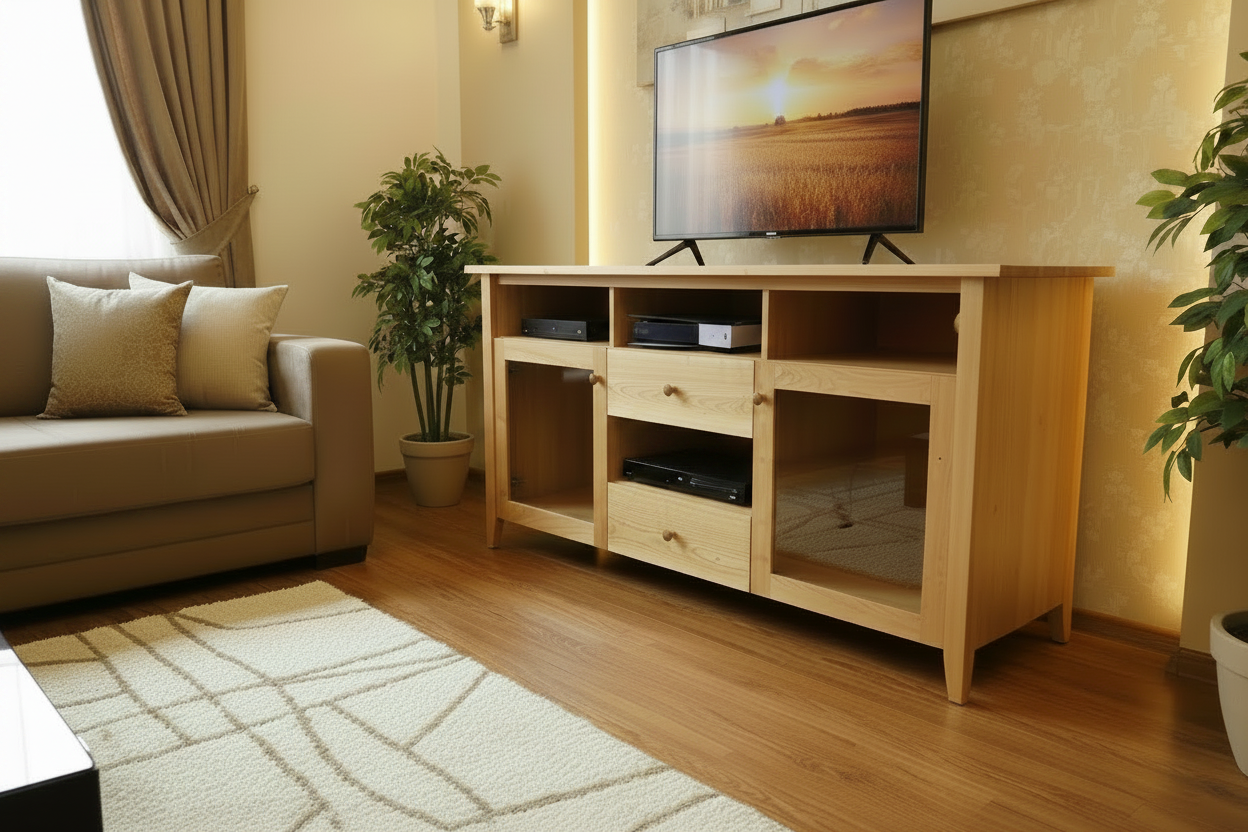 Cherry Shaker Entertainment Cabinet with center drawers