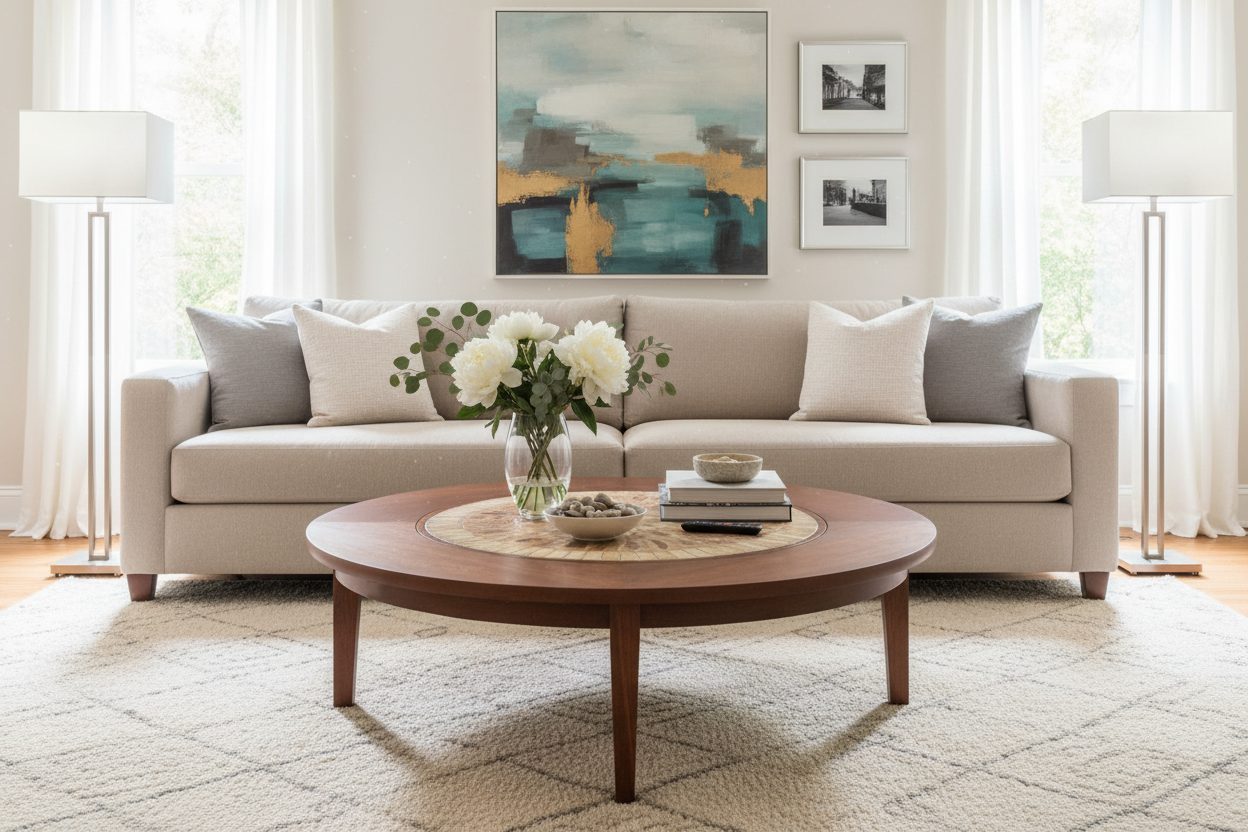 Custom Solid Cherry Coffee table with tile insert