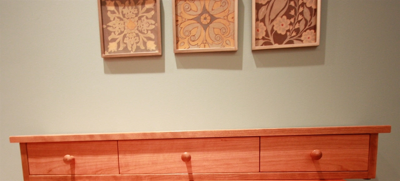 Custom Solid Cherry Shelf w/ three darwers
