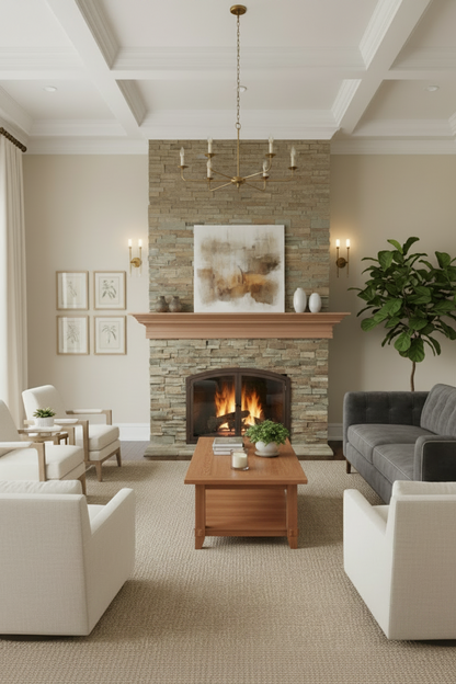 Fireplace Mantel with Double Crowning