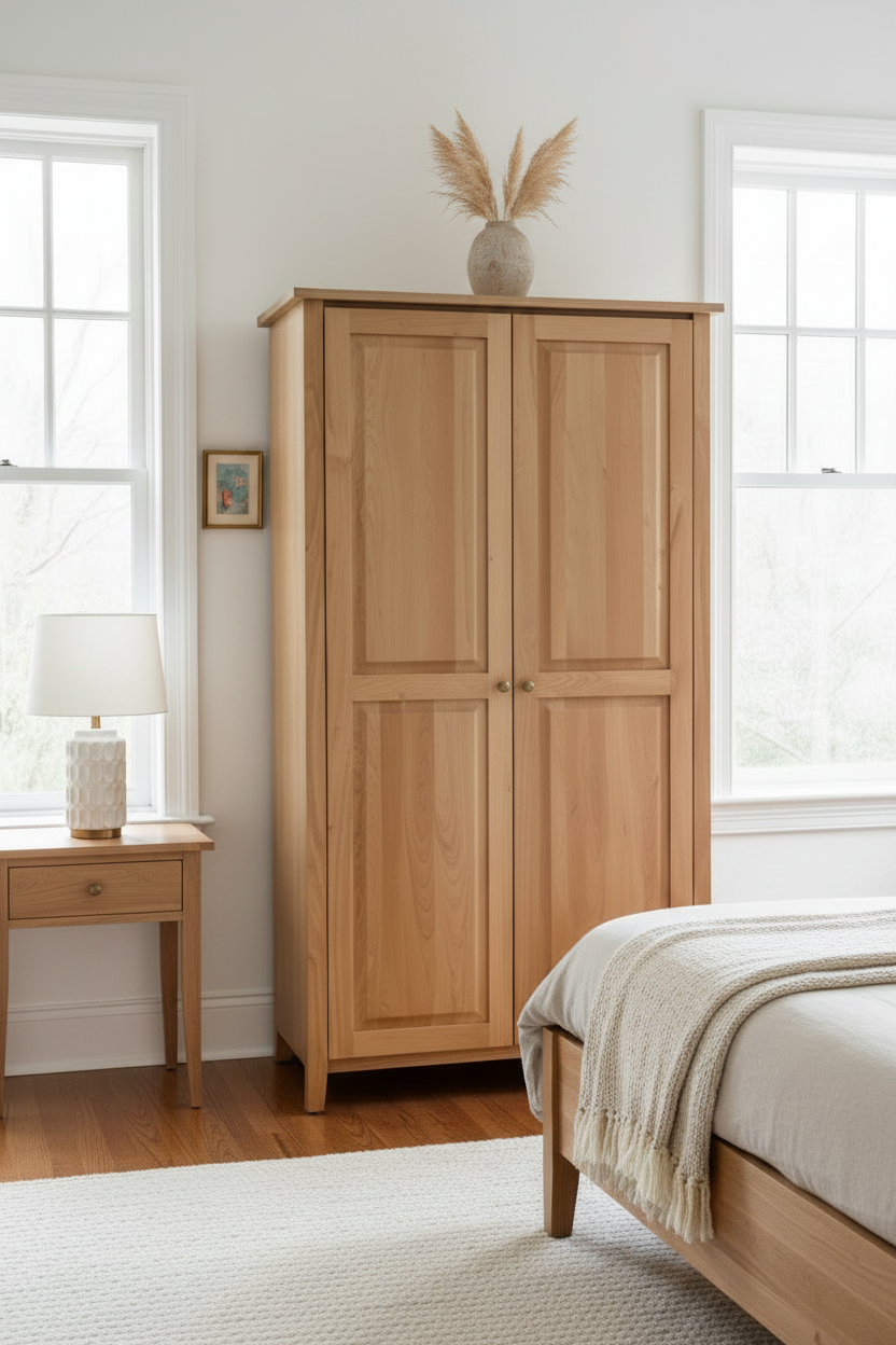 Shaker Post Cherry Armoire with Full length doors