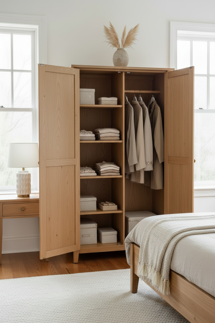 Shaker Post Cherry Armoire with Full length doors