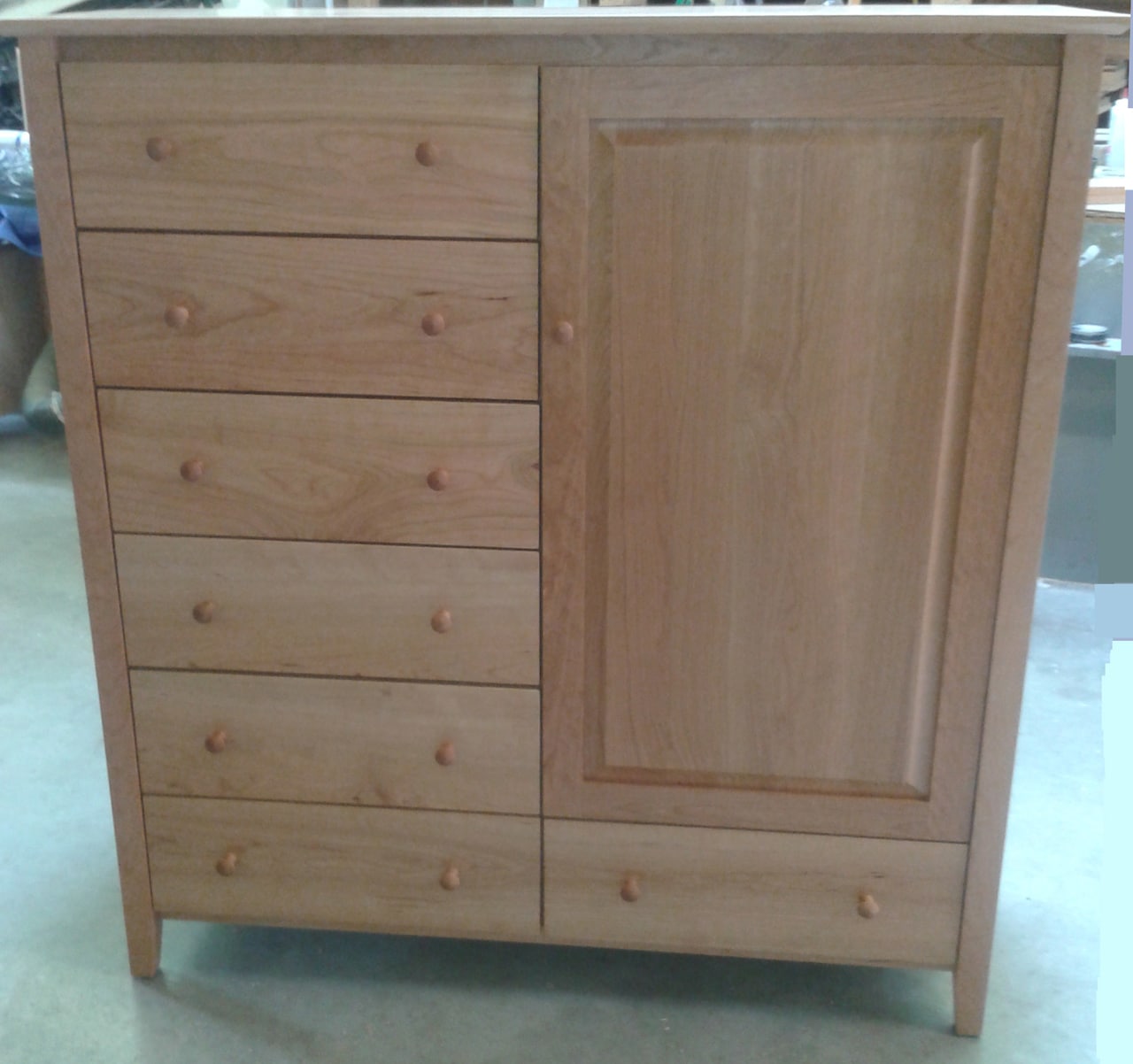 Shaker Post Cherry Armoire with Seven Drawers