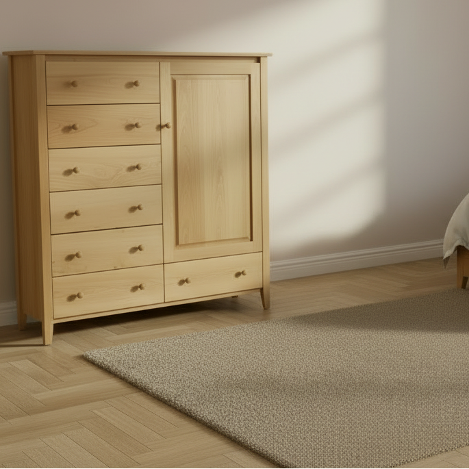 Shaker Post Cherry Armoire with Seven Drawers