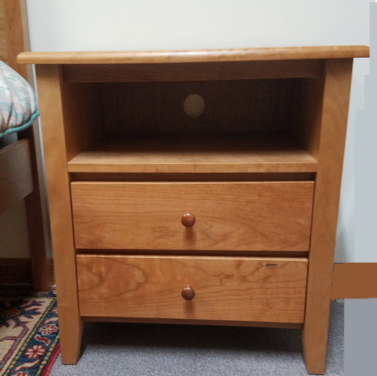 Shaker Post Large Night Stand w/Two Drawer and open shelf